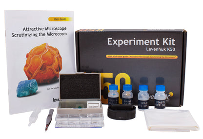 Levenhuk K50 experiment kit with its guide