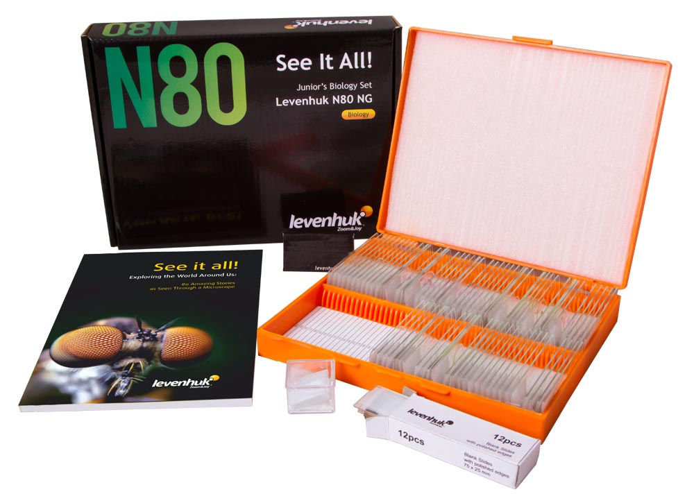 Levenhuk N80 NG set with its guide and slide case